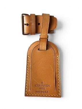 Authentic Louis Vuitton Vachetta Leather Large Luggage Tag with Poignet